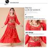 Women's Long Sleeve Indian Belly Dance Performance Costume with Short Sleeve Long Skirt