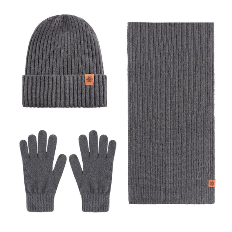 Winter Alpaca Wool Knit Hat Scarf Gloves Set Men Thick Warm Double-Layer Riding Outdoor Cold Weather Accessory