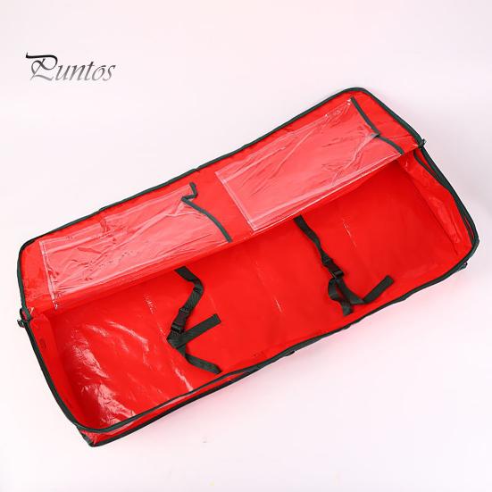 Christmas Wrapping Paper Storage Bag Durable Soft PE Woven Fabric Gift Wrap Storage Pouch with Flexible Partitions and Pockets