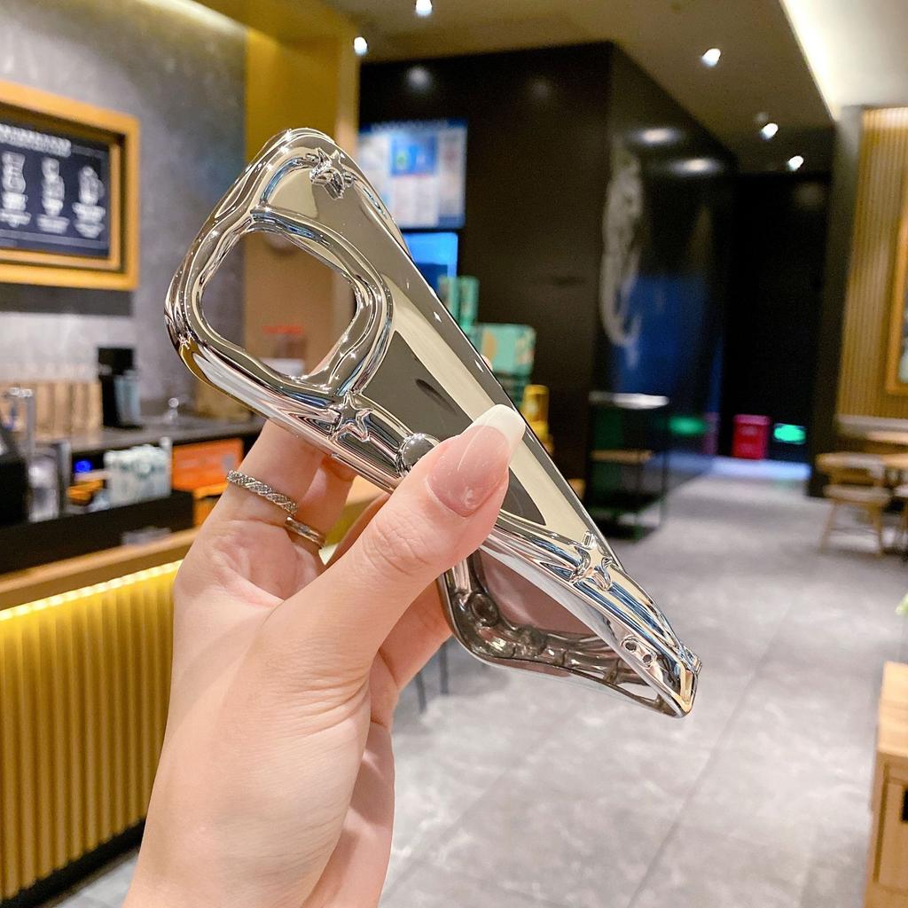 For iPhone 13 Drop Proof TPU Case Electroplating Mirror Surface Phone Cover
