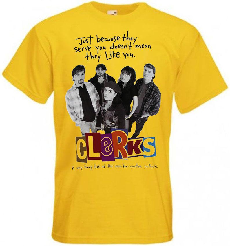 

26 CLERKS Movie Poster T shirt Yellow all sizes Unisex T-Shirt L