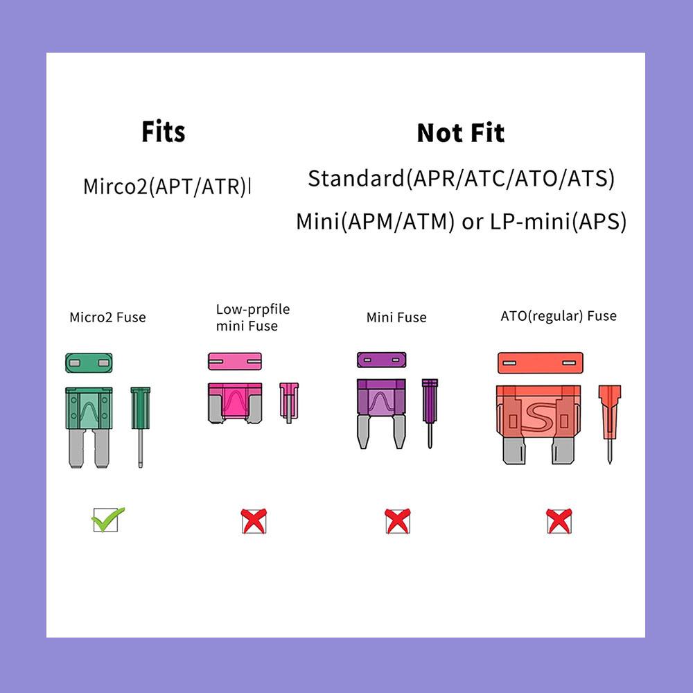 56Pcs Zinc Micro2 Automotive Blade Fuse Assortment Box 5A-30A ATR APT Vehicle Mini Fuse Replacement Kit with Fuse Puller