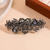 Retro Elegant Crystal Hair Clip - Large Size Horizontal Spring Ponytail Clip for Women