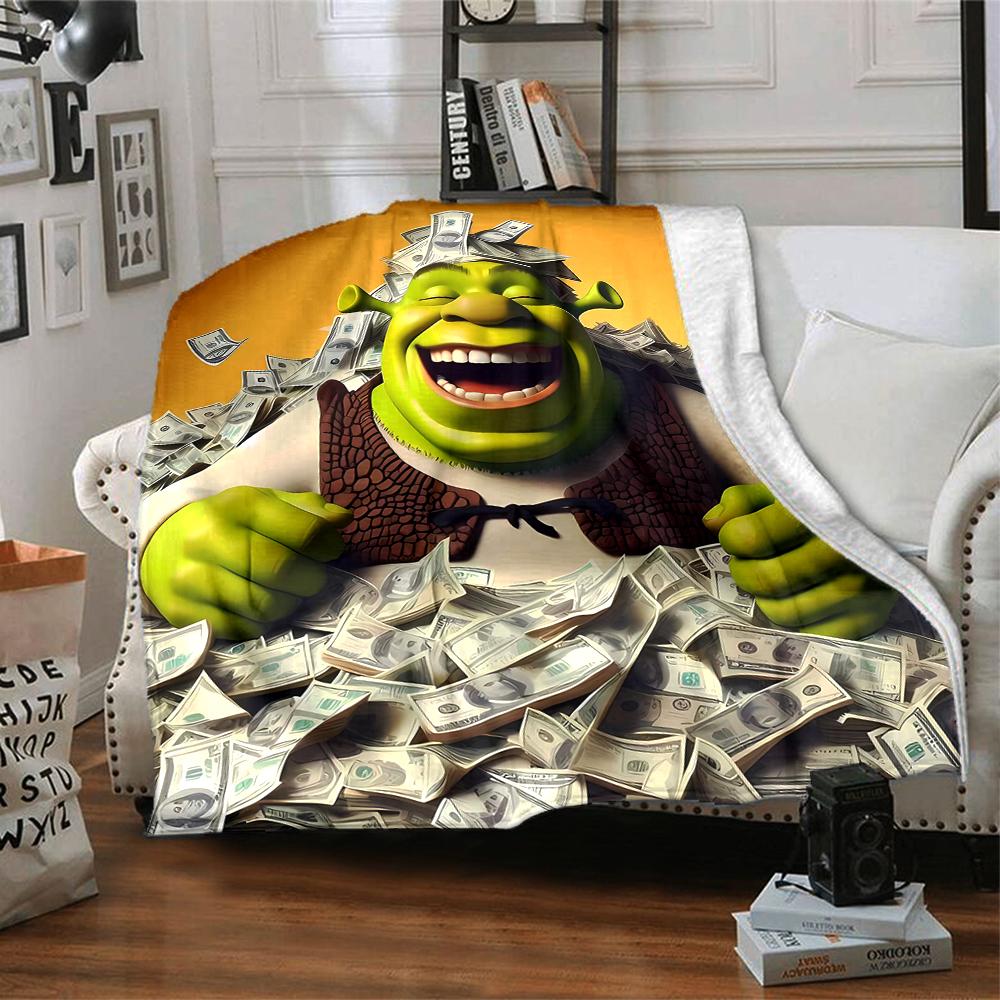 1pc Shrek1 Blanket, Gift, for Men and Women, Soft Blanket, Good for Sofa Bed Couch Travel, Lightweight Flannel Blanket