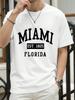 Miami Est 1825 Florida Stampa Maglietta Uomo Estate Cotone Magliette Oversize alla Moda Larga Abbigliamento Sportivo Casual Hip Hop Abbigliamento Unisex