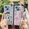 Dirt-resistant Wrist Strap Phone Case For Blackview Oscal C80 Cartoon Wristband Kickstand Silicone Cute Soft Case Ring