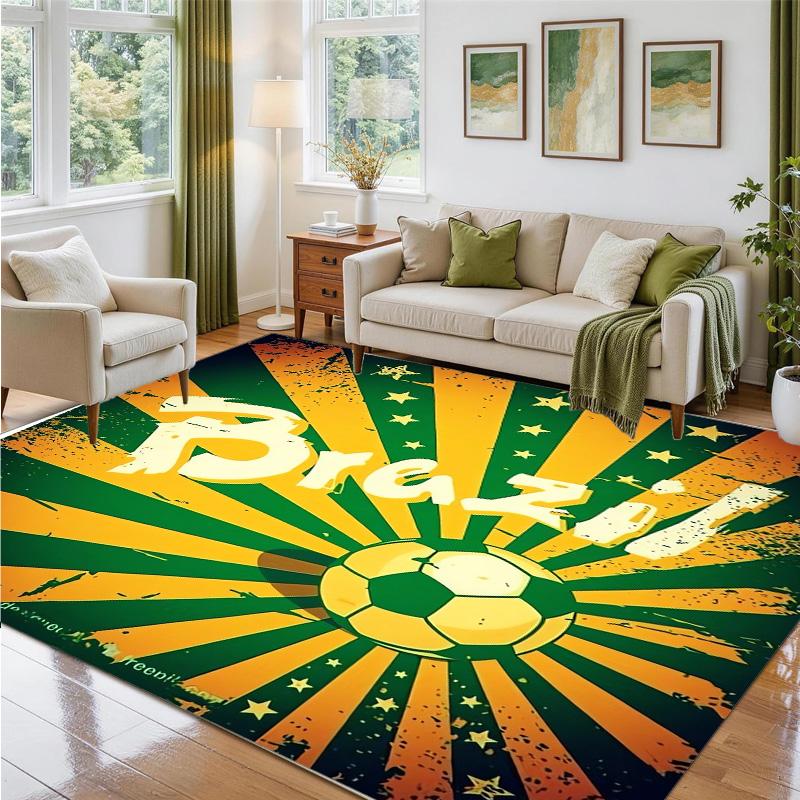 Brazil national football team Design Crystal Velvet Rug Soft Decorative Mat for Bedroom Entrance