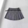 Gray Pleated Skirt Women's Summer High-waisted A-line Skirt