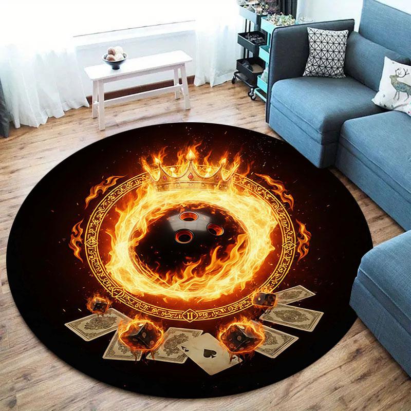 Burning Ball Round Area Rug,Carpet Rug for Living Room Bedroom Sofa Playroom Decor,Non Slip Floor Mat