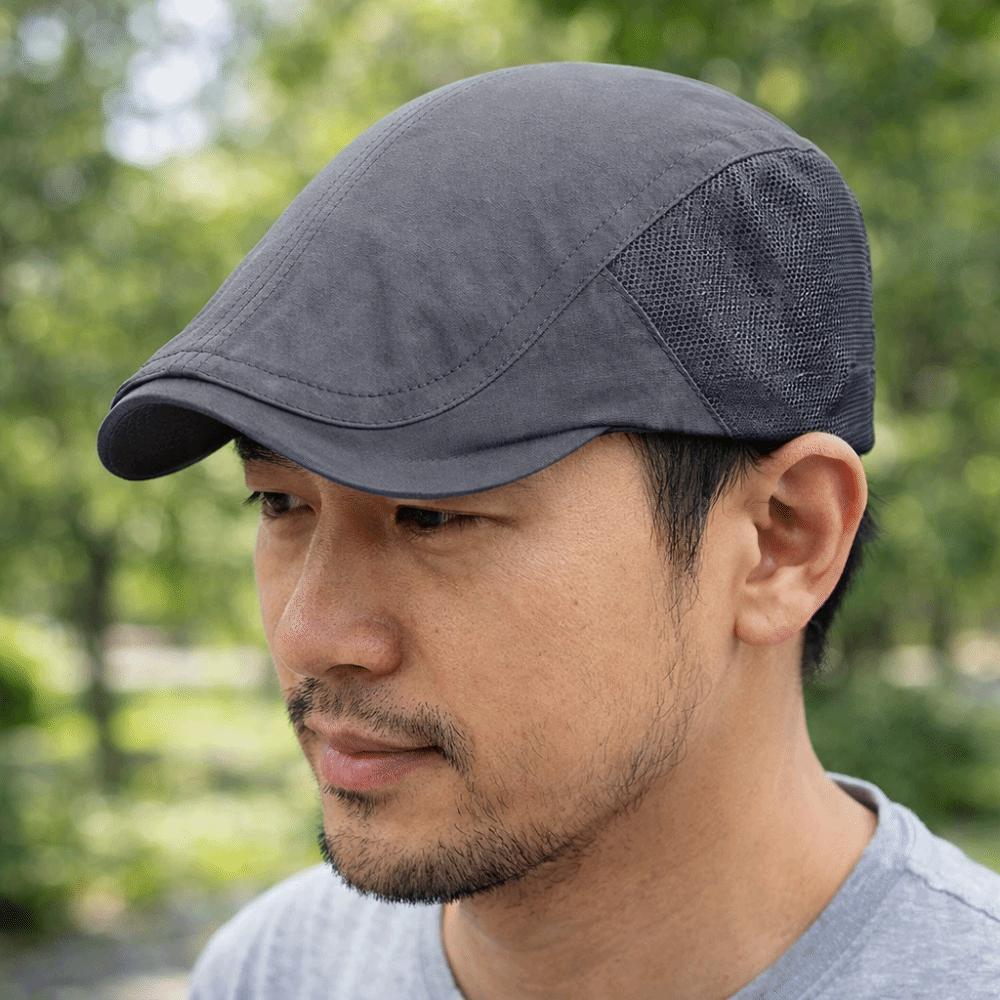 Retro Breathable Beret Men's Hat Mesh Speed Drying Forward Cap Adjustable Forward Hat Outdoor