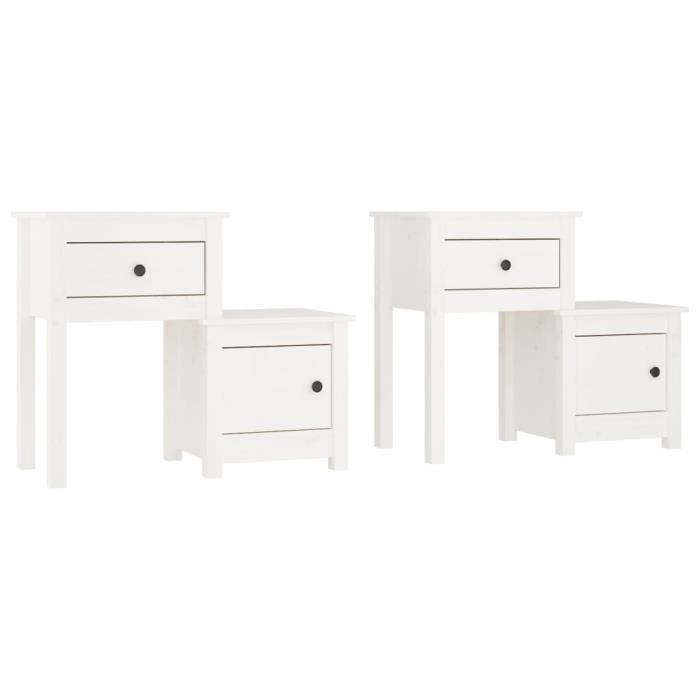 VidaXL Bedside Tables 2 Pcs White 79.5x38x65.5 Cm Solid Pine Wood 814542