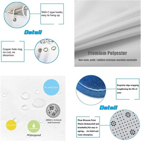 Cute Snowman Christmas Shower Curtain Set Silver Pine Branches Snowflake Xmas Balls Bathroom Decor Rug Bath Mat Toilet Lid Cover