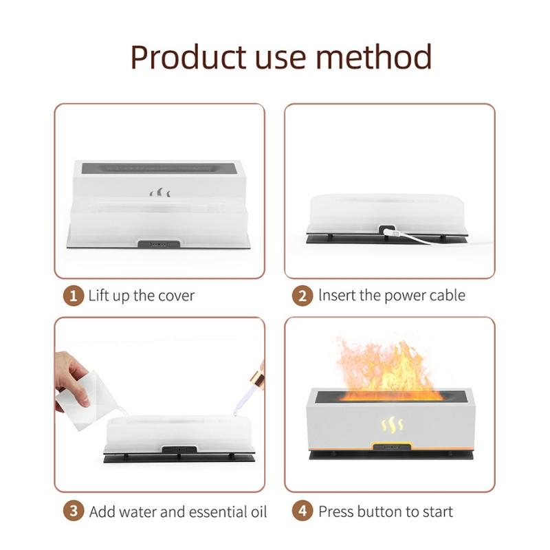 Holzmaserung Ätherischer Öl Diffusor Ultraschall Aroma Luftbefeuchter mit Blaue Flamme LED-Licht Heim Zimmer Aromatherapie Diffusor