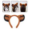 Set Cerchietto Capelli Leone Coda Peluche Naso Finto Orecchie Cane Fascia Gonna a Rete Marrone Set Cosplay Animali per Halloween