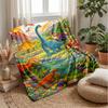 Dinosaur Prehistoric Valley Blanket Personalized Name Flannel Blanket Soft Cozy Plush Throw for Sofa Bed Lightweight Home Decor