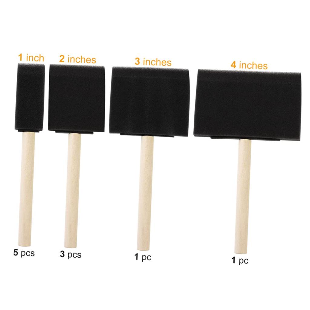 POPETPOP Sponge Paint Brush Set with Wooden Handles for Art and and Crafts 1-Inch Drawing, Painting, Staining, Varnishing,
