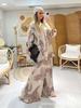 2026 Spring/Summer Women's Plus Size Printed Two-Piece Set: Loose Casual Top & Drawstring Wide-Leg Pants.