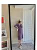 Solid Color Maternity Sweater Dress - Knit Core-Spun Yarn for Autumn/Winter