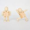 6-Piece Set of Natural Wooden Articulated Figures Unfinished – DIY Wooden Puppet Kit for Painting Crafts and Home Decor Includes 12 Paints  2