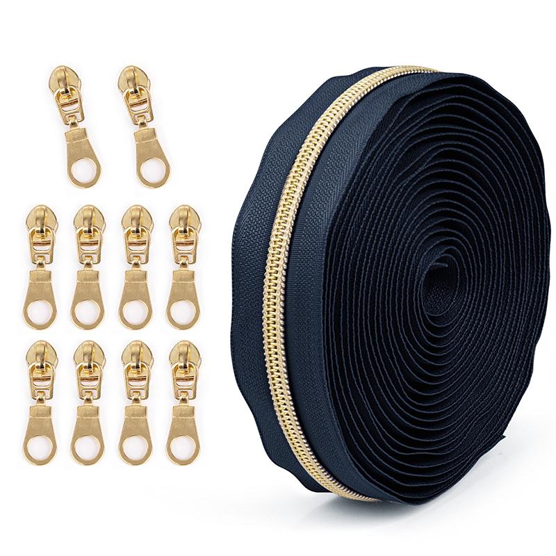 

1 Set 4.5m Zipper + 10 Zipper Puller No. 5 Nylon Zipper Tape With Zippers Bags Jacket Zip Repair Kit DIY Sewing Accessories 5#