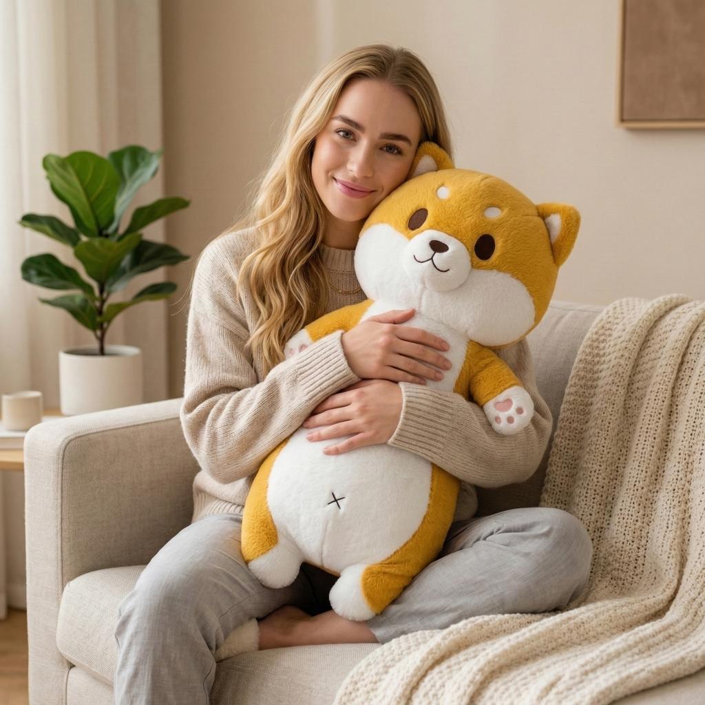Soft Plush Dog Shaped Body Pillow Long Stuffed Animal Cushion for Home Use Comfortable Support and Decorative Plush Toy for Relaxation