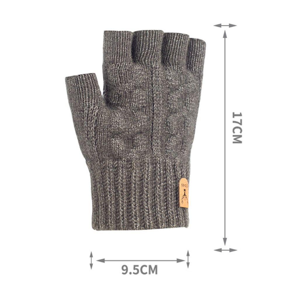 Trendy Alpaca Wool Knitted Gloves Thermal Women Men Half-finger Gloves Thicken Winter Warm Gloves