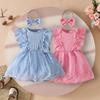 2025 Summer Baby Girls Lace Sleeveless Dress with Embroidery and Mesh Skirt