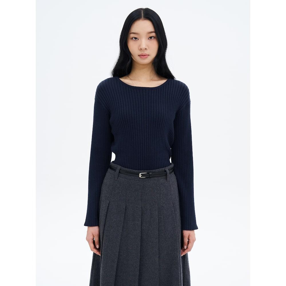 8Seconds Boat Neck Ribbed Pullover Navy Navy/L