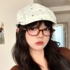 Autumn and Winter Versatile Hat for Women Korean Small Fragrance Style Love Silver Front Hat Outdoor Leisure Windproof Painter Newspaper Boy Hat