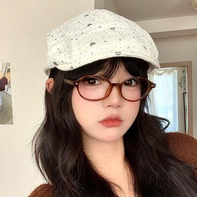 Früher Herbst Hut Damen Süße Liebe Schirmmütze Vielseitig Premium Gefühl Baskenmütze Zeigt Gesicht Klein Literarisch Schiebermütze