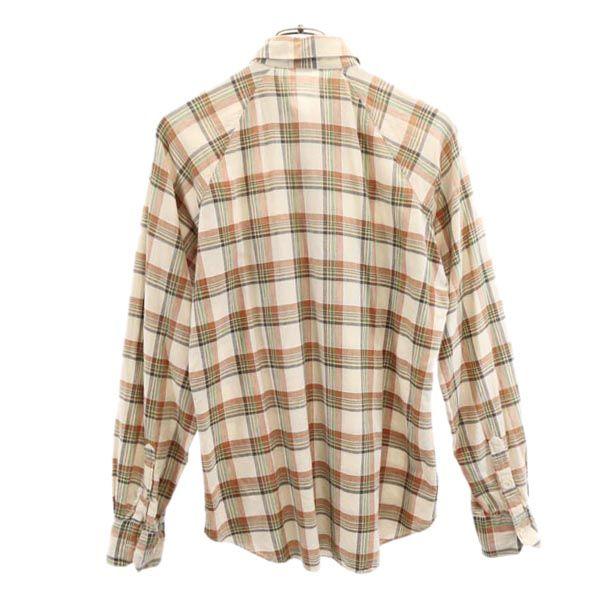Gap 80s Vintage Check Pattern Long Sleeve Shirt Beige Men's Used