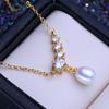 LSOOYH Naturalne słodkowodne naszyjniki z pereł hodowlanych dla kobiet dziewczyna klasyczny złoty wisiorek w kolorze łańcuszka do obojczyka prezent urodzinowy hurtowo