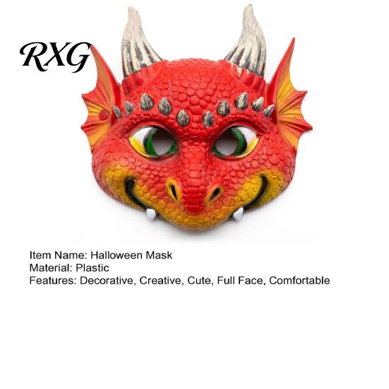 Vibrant Dragon Role Play Mask 3D Cute Full Face Mask, Halloween Party Baby Lightweight Breathable Headpiece Costume with Realistic Scales And