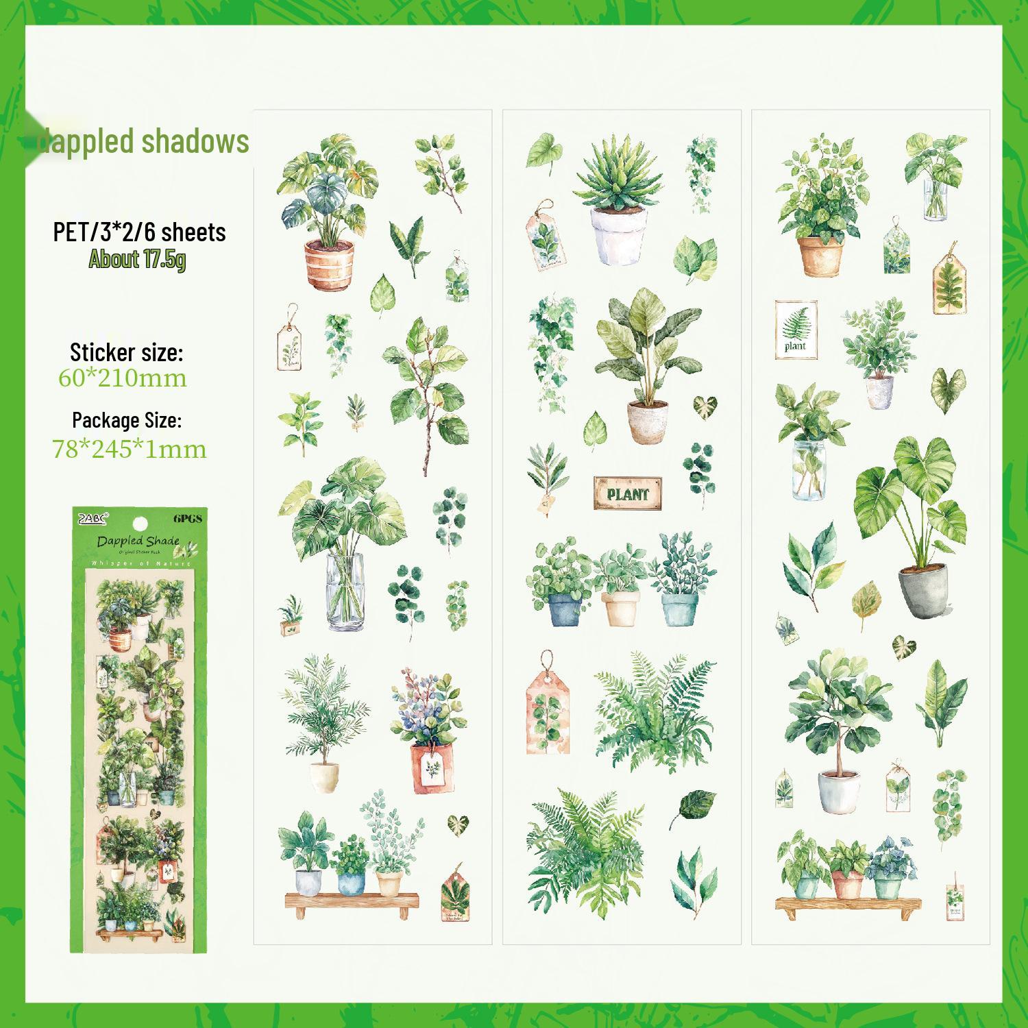 ZABC Nature Series PET Journal Decoration Stickers - Set of 4 Styles