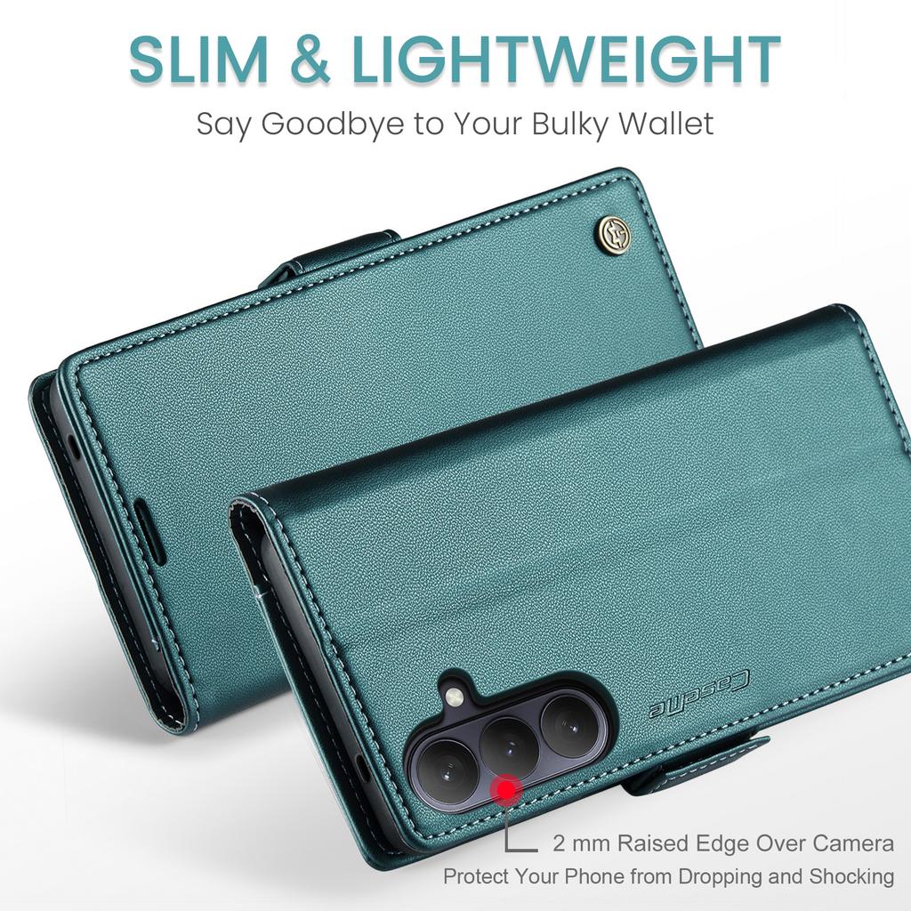 For Samsung Galaxy A37 5G Case CASEME 023 Series RFID Blocking Wallet Stand Glossy Litchi Texture Leather Phone Cover