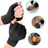 1Pair Anti Slip Compression Gloves Copper Fiber Half Finger For Hand Pain Relief Arthritis Rehabilitation Training
