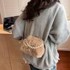 Kiss Lock Faux Fur Plush Handbag Pearl Clutch Purses Portable Shell Crossbody Bag  Banquet