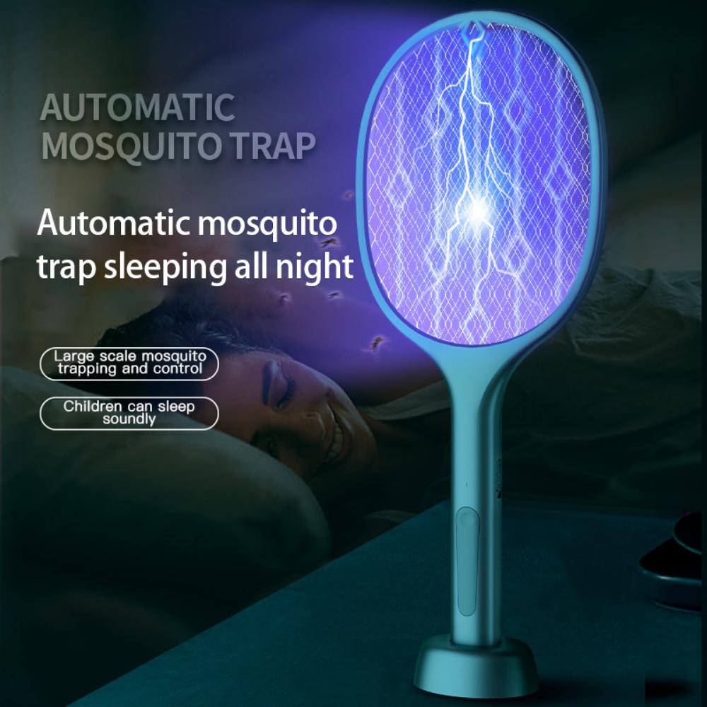 2024 Electric Insect Racket Swatter Zapper 3-Layer Mesh USB Rechargeable Mosquito Fly Killer Bug Zapper For Summer Home Outdoor