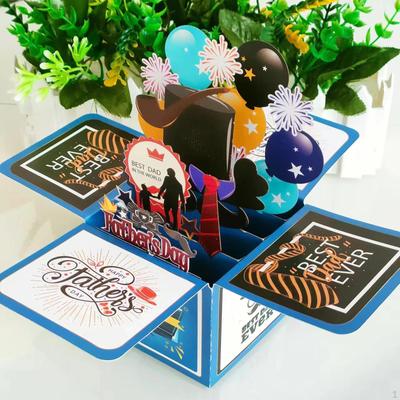 Blahopřání ke Dni otců, nejlepší táta na světě Popup s požehnáním poznámkové karty 3D pozdravem