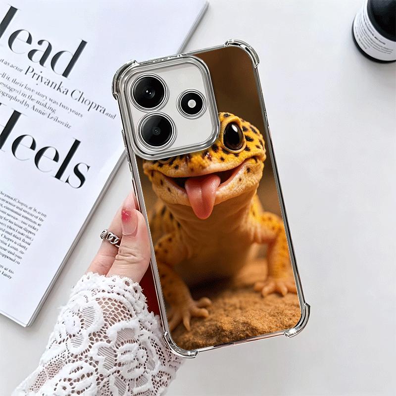 Lizards Geckos Cute Pet Plating Phone Case For Xiaomi Redmi Note 14 15 Pro Plus 13 12 11 11S 11T 10 9S 9 5G Anti-Fall Airabag Co