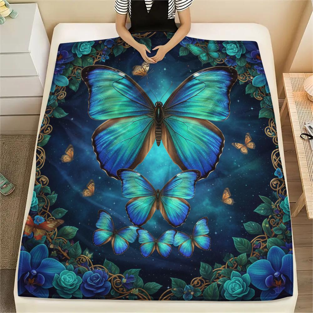 1 Stück 3D-Schmetterlingsdruck Flanelldecke, Hohe Qualität für alle Jahreszeiten, Heimdekoration, Wärme und Komfort, Perfekt für Weihnachtsgeschenke