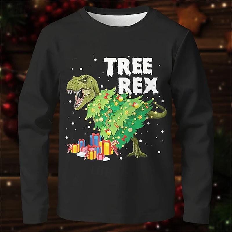 New Santa Claus Men's Long-Sleeve T-Shirt, 3D Print, Spring and Autumn Casual Loose Round-Neck Breathable Top