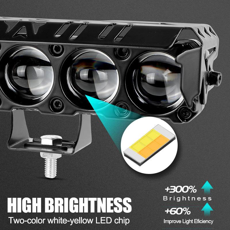 1/2pcs 5 Lens LED Light Spotlight Headlights White Yellow High Low Beam Driving Lamp 12V-80V Motorcycles Dirt Bike Trucks SUVs UTV ATV