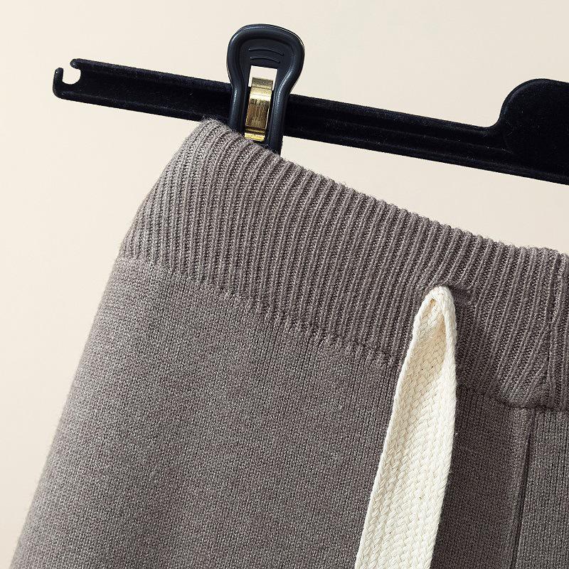 2024 Women's Autumn High Waist Elastic Knitted Wide-Leg Pants - Casual, Loose, and Draped Style