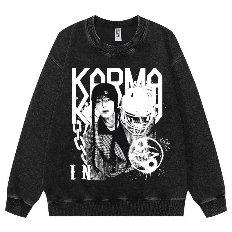 Взрослые Женщины Мужчины Корейские ПОП-звезды Доминируют Феликс Принт Тайцзи С Длинными Рукавами Круглый Вырез Толстовка XXL