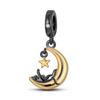 100% Real S925 Silver Moon Black Cat Charms Fit Qikaola Bracelet&Bangle For Women Birthday Fine Jewelry Gift