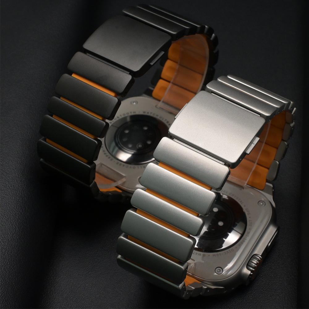 Rubber Luxury Bracelet for Apple Watch Series 11 10 46mm Ultra 3 49mm Titanium Magnetic Strap for Iwatch 9 8 5 SE 45mm 44mm Band
