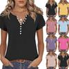 Women's Fashionable Casual Button V-neck Short-sleeved Top