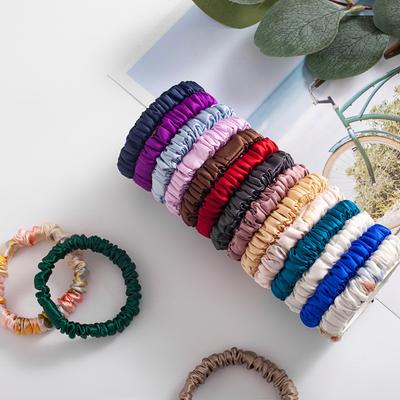 100 Silk Small Intestine Hair Band, Mulberry Silk 1cm Fat Intestine Hair Rope Hair Accessories, Silk Headband