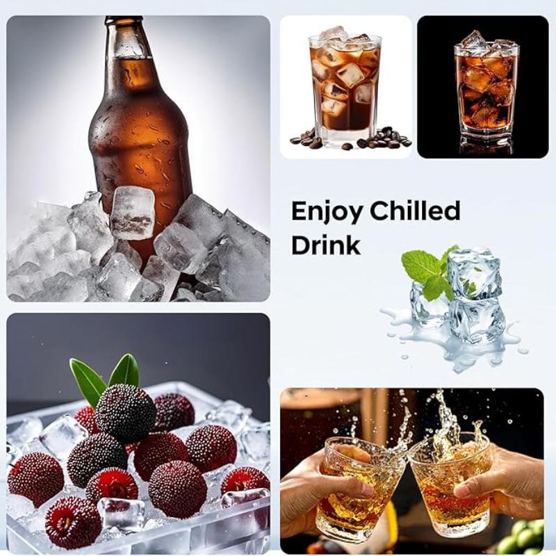 Tavă pătrată pentru cuburi de gheață cu 24 de grile, cu capac, flexibil, ușor de eliberat, din silicon, pentru cuburi de gheață, reutilizabilă, pentru congelator de gheață, pentru cocktailuri și băuturi
